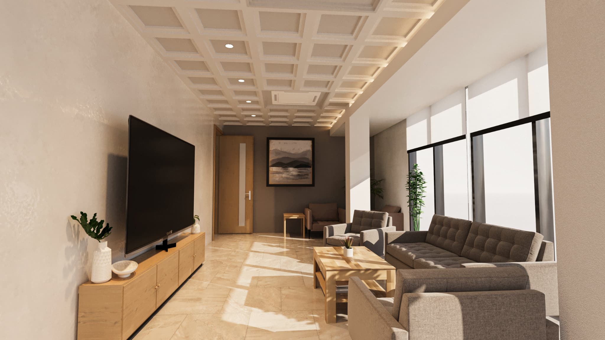 The waiting room is simple and intentionally restrained. Natural light plays a major role here, softening the space and making waiting feel less static. Furniture choices and spacing suggest short stays rather than extended use, keeping the atmosphere relaxed but efficient.