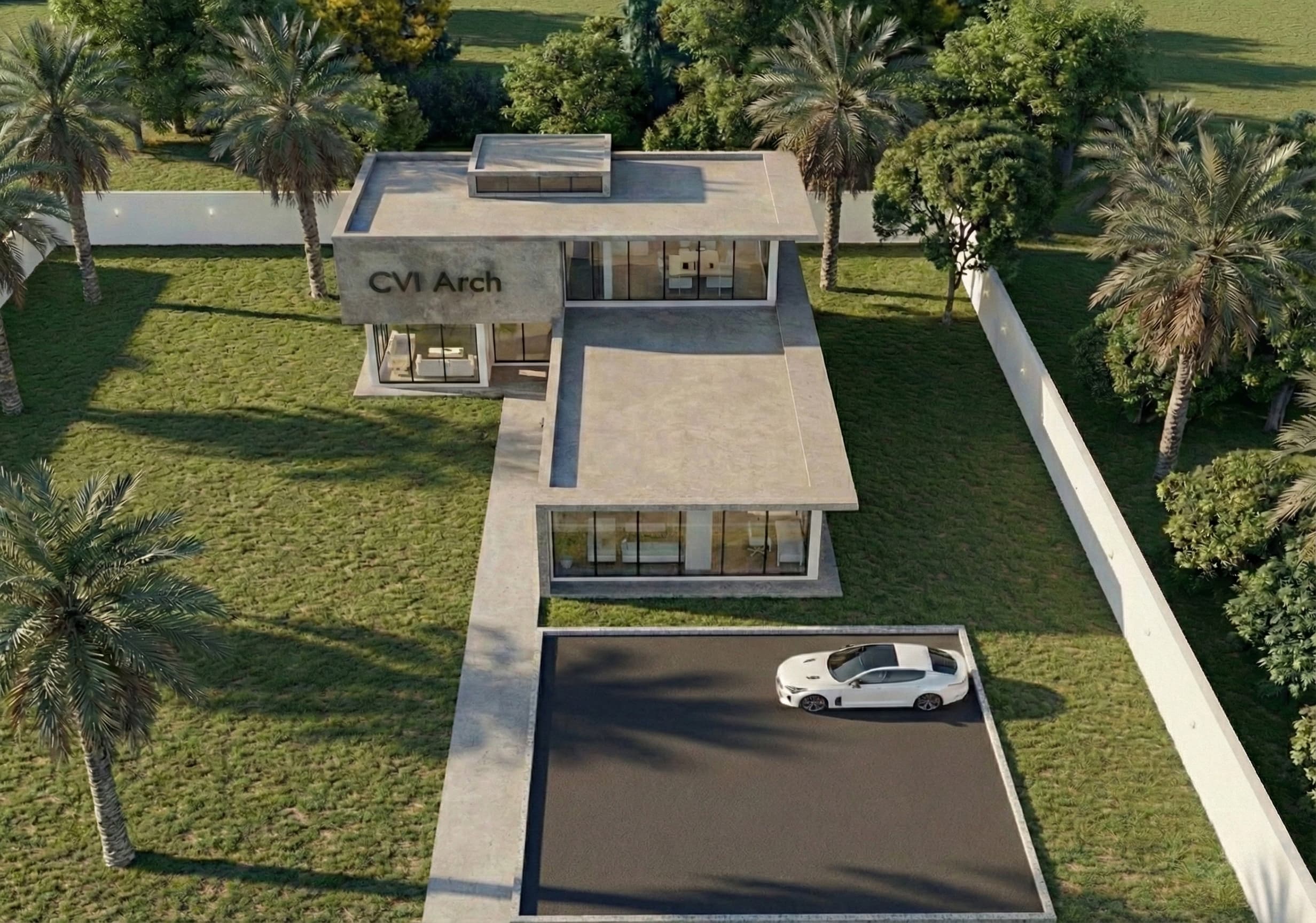 From above, the organization of the building becomes clear and intentional. The layout demonstrates a controlled hierarchy between built volumes, open landscape, and vehicular access, avoiding unnecessary complexity. Circulation paths are direct and readable, with clear separation between movement zones and occupied spaces. This view highlights the project’s emphasis on operational clarity, showing how architectural form supports efficient management workflows rather than competing with them visually.