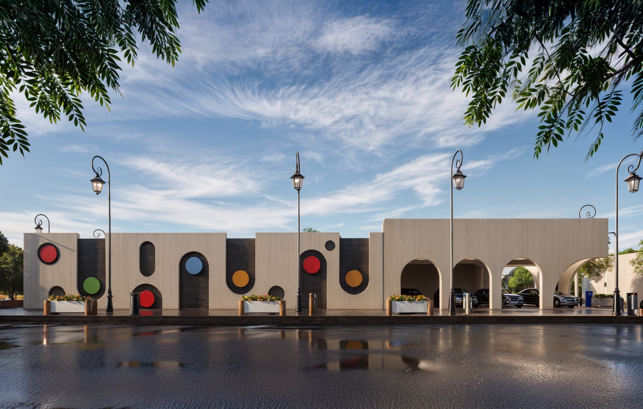 The front elevation sets the tone for the entire design — a rhythmic façade of circles, arches, and bold colors. Each opening and form invites curiosity, echoing the playful spirit of the children inside. The balance between solid walls and colorful voids creates both privacy and visual excitement, turning the building itself into an educational and sensory experience.
