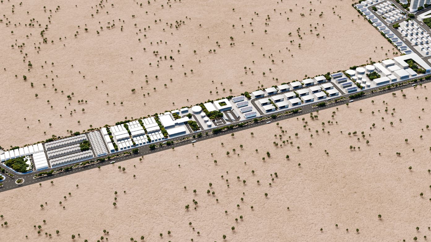 This image focuses on the core industrial function of the project. Buildings are arranged for direct access, clear circulation, and easy compliance with medical and industrial standards. The regularity of the layout reflects a system designed to be expanded, adapted, or replicated without disrupting the overall structure.